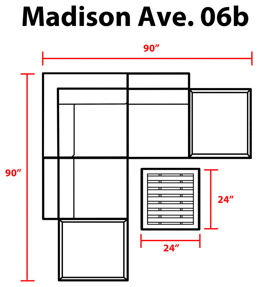 kathy ireland Madison Ave. 6 Piece Aluminum Patio Furniture Set 06b, Midnight