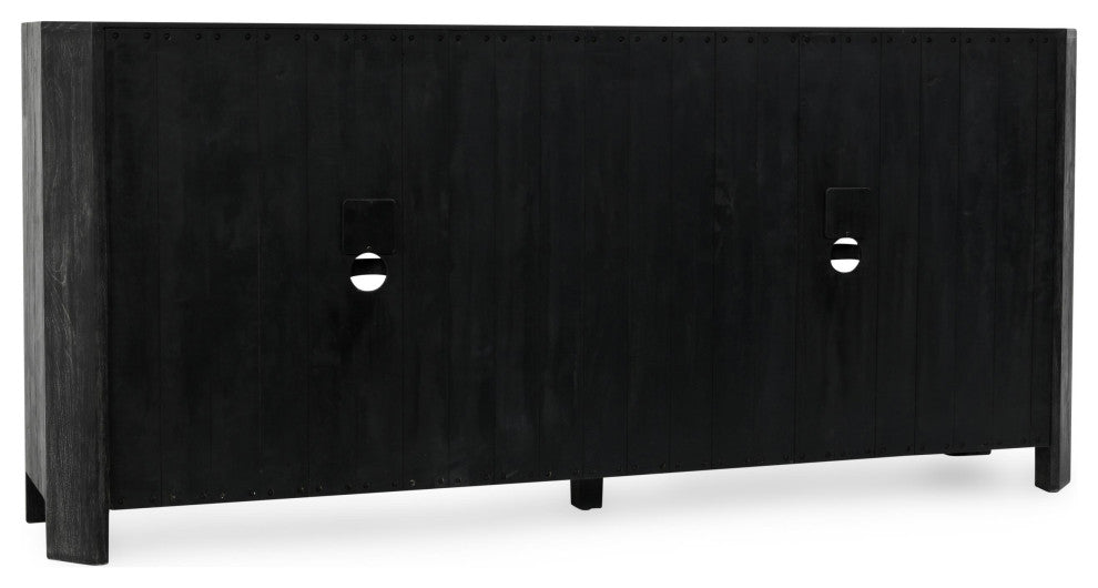 Kosas Home Macarthur 84" Reclaimed Oak Wood 4-Door Sideboard Buffet, Black