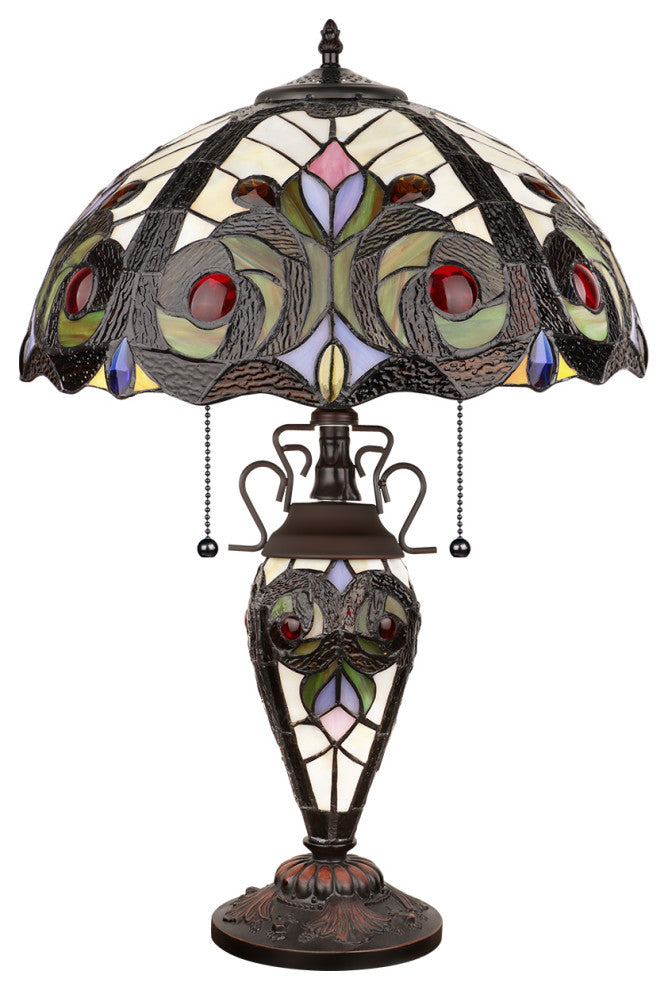 Lennon Tiffany 3-Light Victorian Double Lit Table Lamp 16" Shade