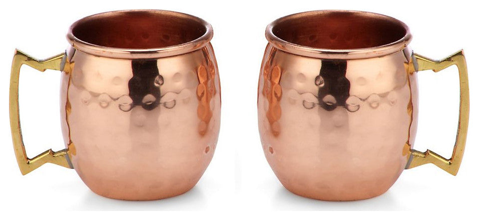 Handmade Hammered Copper Moscow Mule Shot Glasses, 2oz Mini Mug