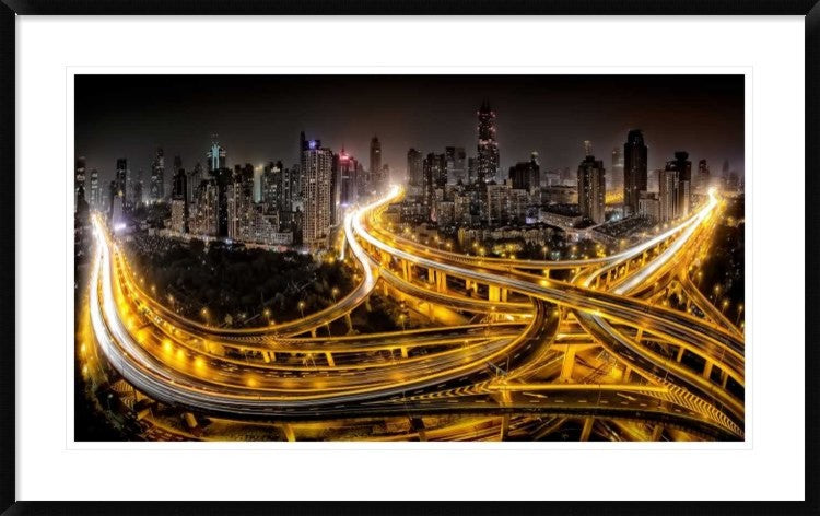 "Shanghai At Night" Framed Digital Print by Clemens Geiger, 44x27"