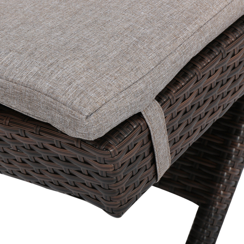GDF Studio Lakeport Outdoor Wicker Chaise Lounge Chair With Cushion, Charcoal