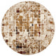 8" Round Brown Beige Abstract Tiles Distressed Area Rug
