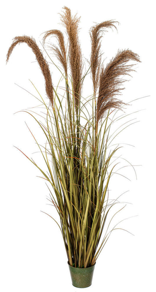 Vickerman 55" Artificial Potted Green Grass and Natural Reeds