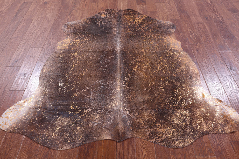 Gold Metallic Cowhide Rug 6' 2" X 5' 10" C2073