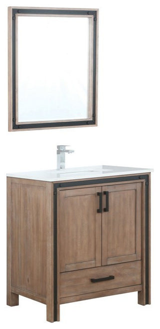 Ziva Transitional Rustic Barnwood 30" Single Vanity Set