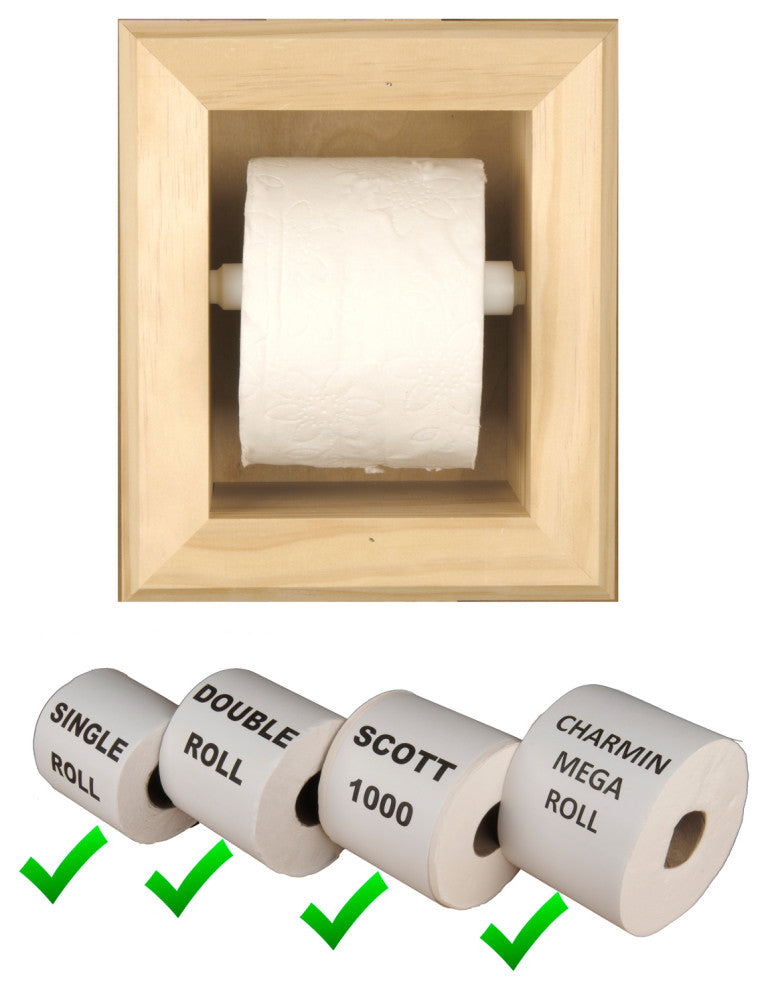 Tampa Recessed Solid Wood Toilet Paper Holder 7 x 8.5, Unfinished