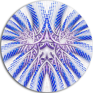 Light Blue Unique Fractal Flower Design, Abstract Round Artwork, 23"
