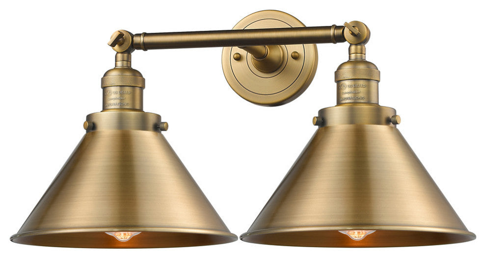 Briarcliff 2-Light Bath Fixture, Brushed Brass