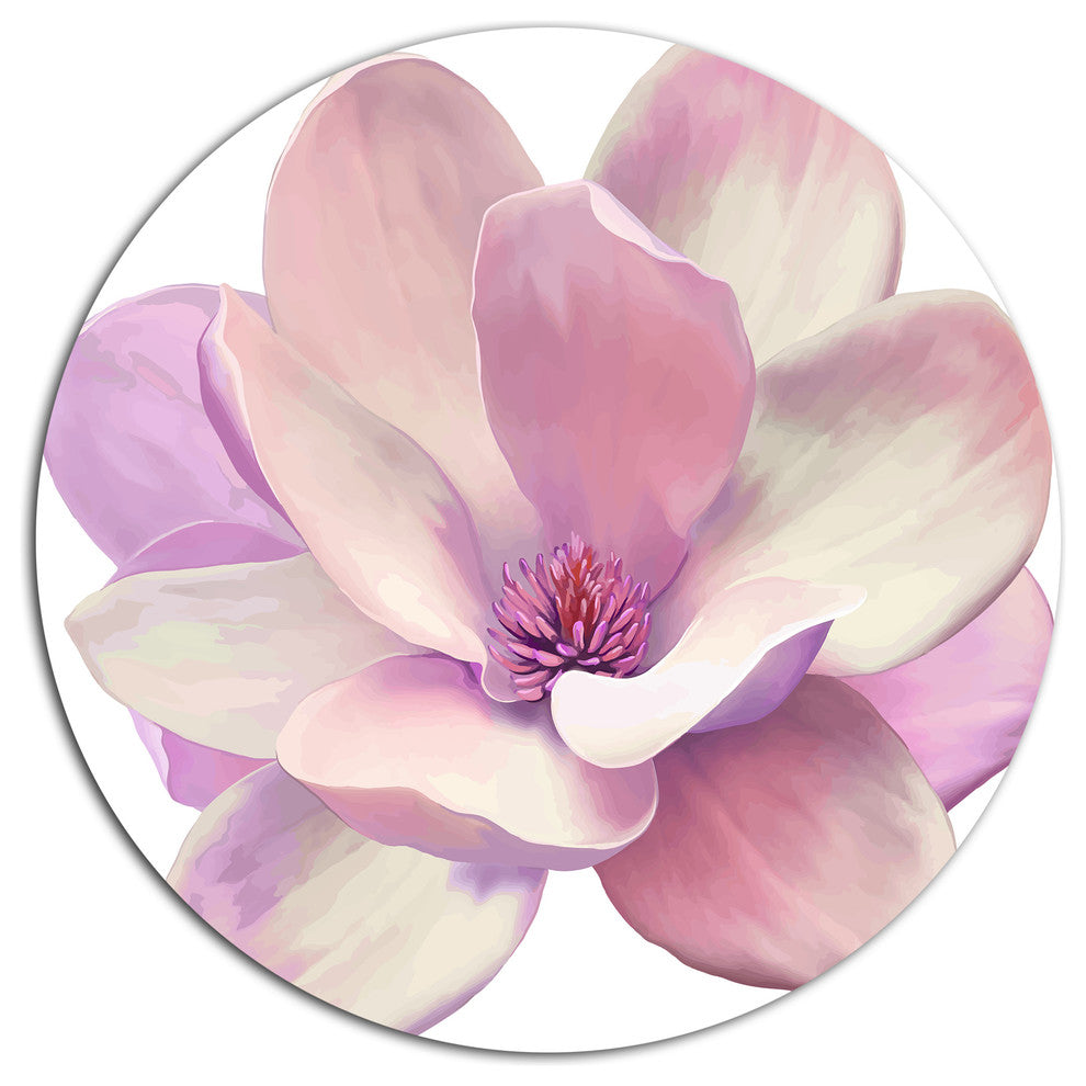 Cute Light Pink Magnolia Flower, Flowers Large Disc Metal Wall Art, 36"