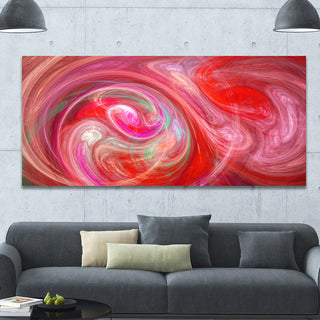 Red Fractal Pattern with Circles, Oversized Abstract Canvas Art Print, 60x28