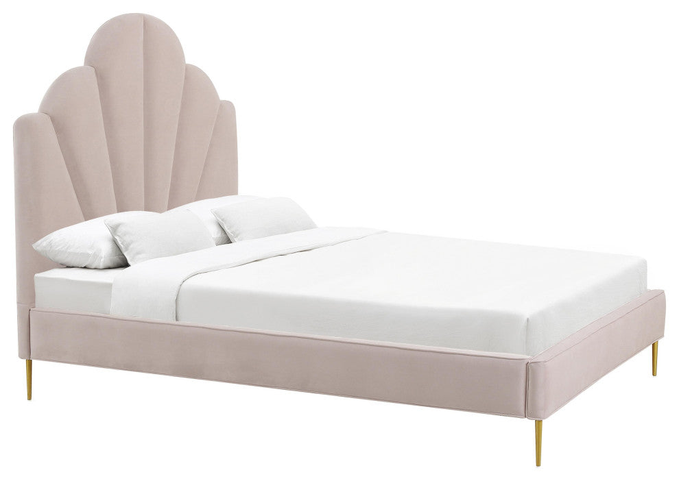 TOV Furniture Bianca Blush Velvet Bed in Queen