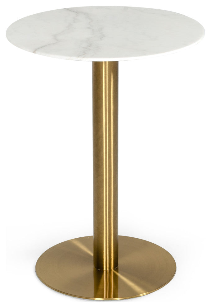 Modrest Fairway Glam White Marble and Brushed Gold Bar Table