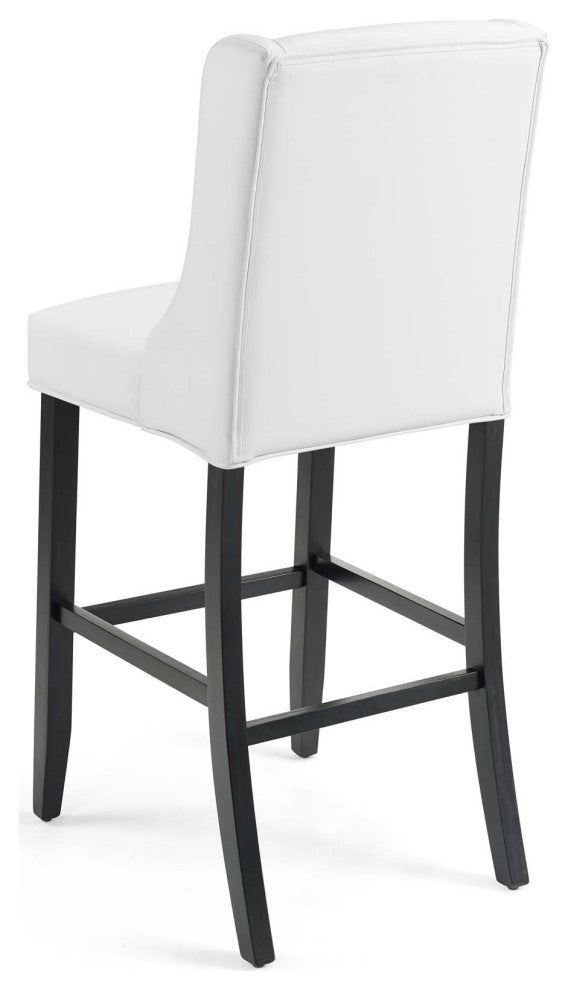 Bar Stool Chair Barstool, Set of 2, Faux Leather, Wood, White, Modern, Bar Pub