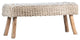 Marlie 48" Long Handwoven Natural Wool and Eucalyptus Wood Bench
