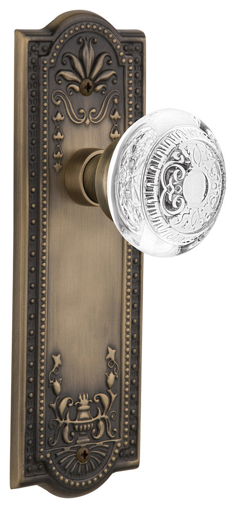 Meadows Plate Single Dummy Crystal Egg and Dart Knob, Antique Brass, MEACED