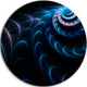 Blue Fractal Flower In Dark, Floral Abstract Art Round Wall Art, 11"