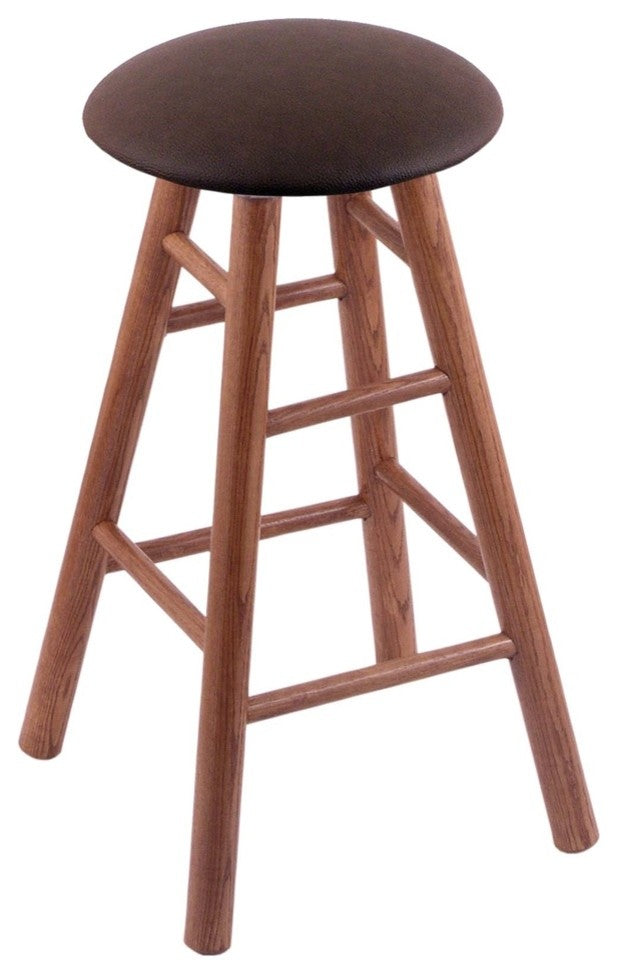 Holland Bar Stool, Oak Round Cushion Counter Stool, Smooth Legs