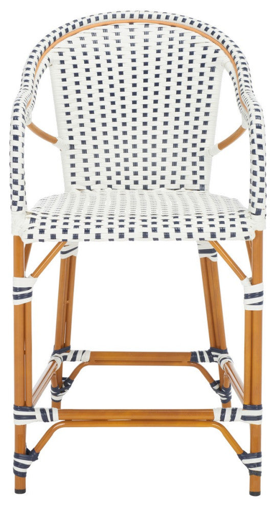 Safavieh California Counter Stool W Arm, White / Navy