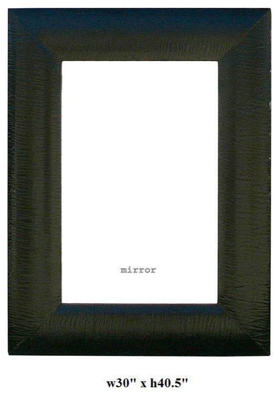 Rectangular Wood Wrap Silk Fabric Black Lacquer Wall Mirror Hs2453