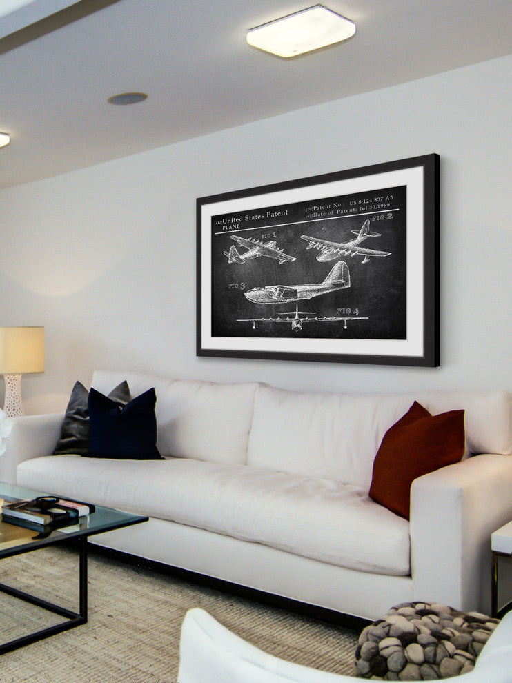 "Historical Airplane" Framed Painting Print, 18"x12"
