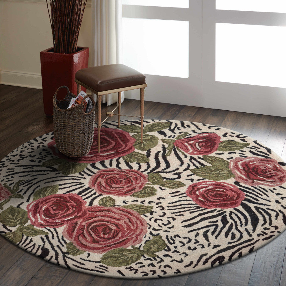 Rose Garden Safari Area Rug, 6' Round