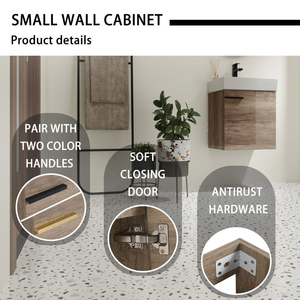BNK Minimalist Wall-Mounted Bathroom Vanity with Ceramic Basin
