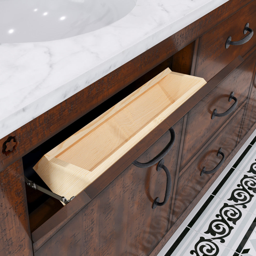 Aberdeen Carrara Marble Countertop Vanity in Rustic Sierra with Mirrors