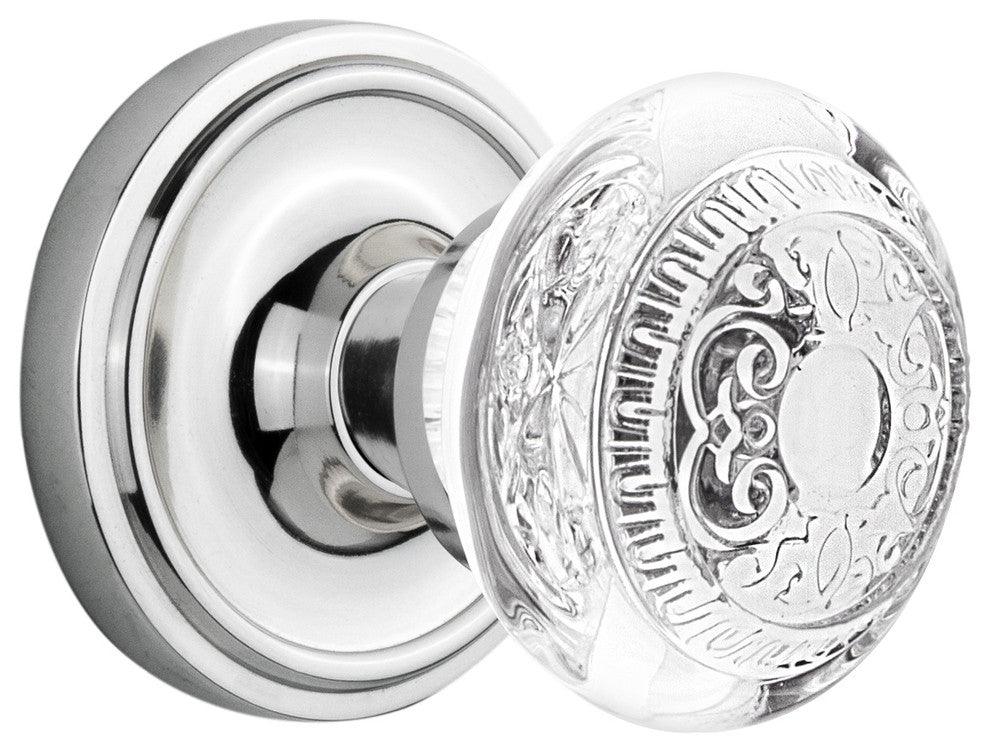 Classic Rosette Double Dummy Crystal Egg and Dart Knob, Bright Chrome, CLACED