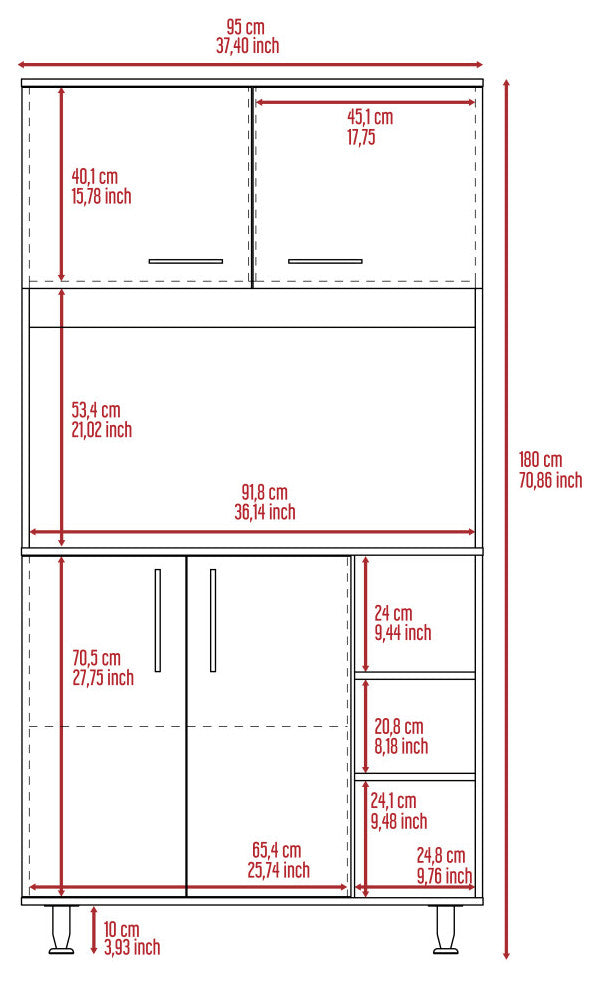 Colorado Multipurpose Pantry Cabinet with Open Counter & Three Open Shelves