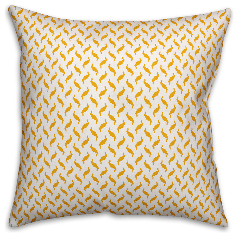 Yellow Zig Zag Pattern Outdoor Throw Pillow, 18"x18"