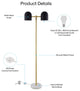 Inspired Home Kailah Floor Lamp, Foot Switch, 2 Lights, Black