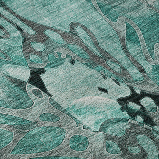 Premium Machine Washable Mayfield AMF558 Teal 1'8" x 2'6" Rug