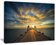 "Wooden Bridge Under Dramatic Sky" Sea Pier and Bridge Wall Art Canvas, 20"x12"