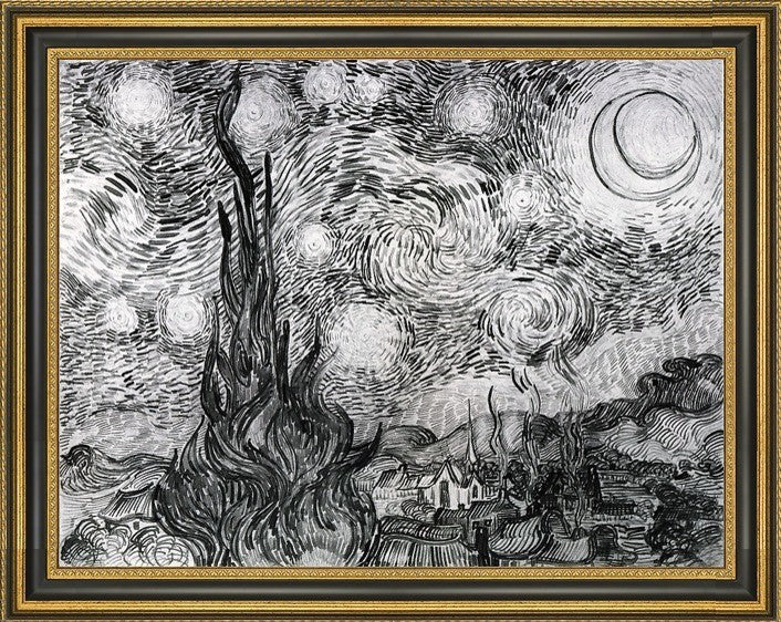 Vincent Van Gogh Starry Night - 21" x 28" Framed Premium Canvas Print