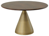 Gio Pedestal Dining Table, Elm/Gold