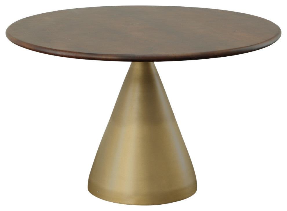 Gio Pedestal Dining Table, Elm/Gold