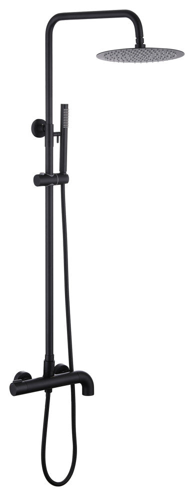 Exposed Shower System with Handheld Shower & Bathtub Spout, Matte Black