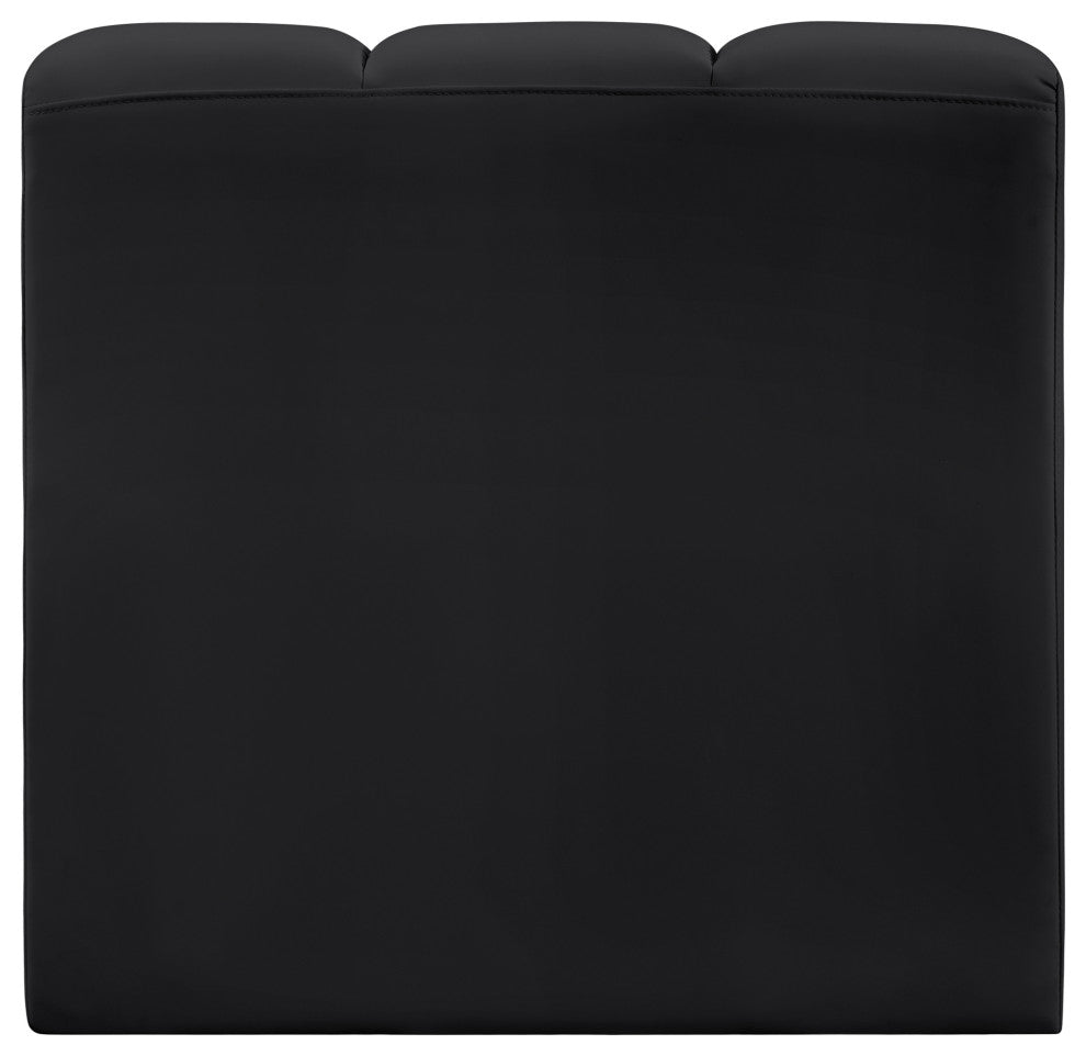 Arc Upholstered Modular Component, Black, 1-Piece: Straight Chair, Vegan Leather