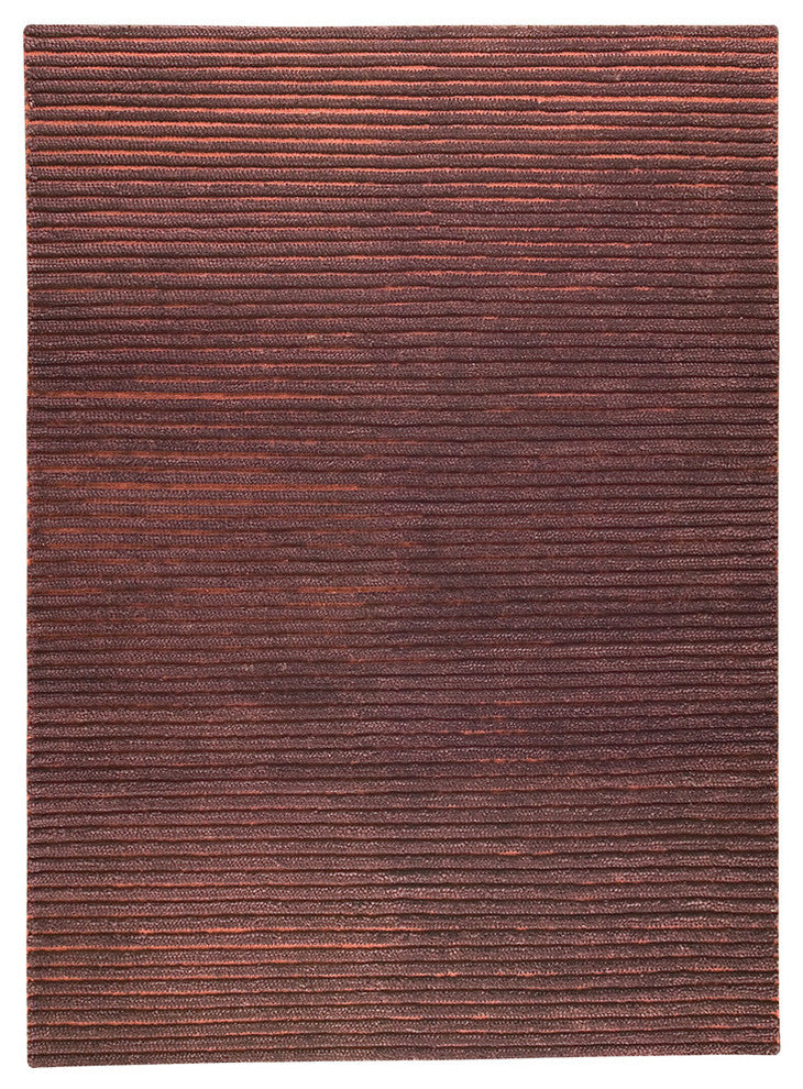 Hand Woven Brown New Zealand Wool Area Rug, 5''6"x7''10"