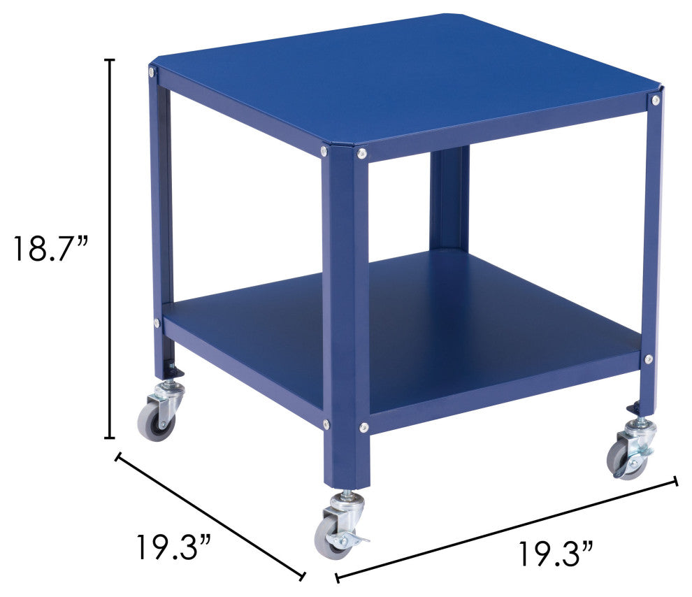 Sofa Side Table, Square, Steel Metal, Blue, Lounge Cafe Lobby Hospitality