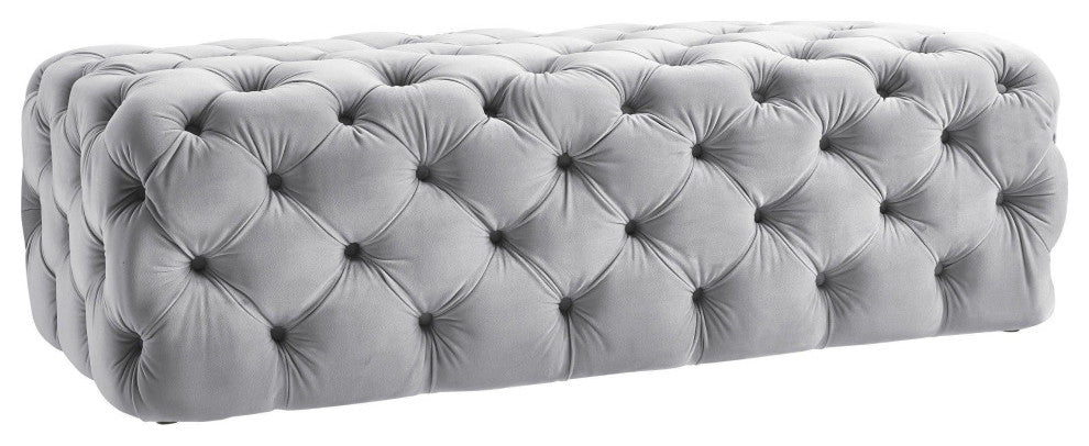 Kaylee Grey Velvet Ottoman