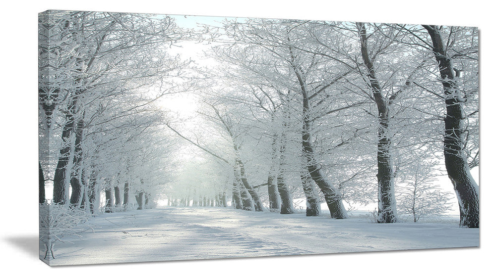 Winter Country Lane on Frosty Morning, Large Forest Canvas Art Print, 32"x16"