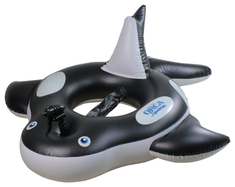 10" Inflatable Black and White Orca Whale Squirter Swimming Pool Float