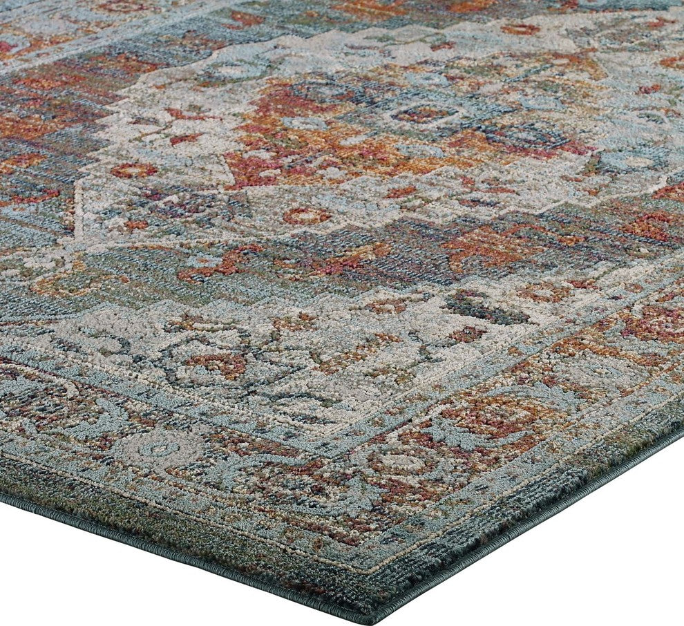 Tribute Camellia Distressed Vintage Floral Persian Medallion 5x8 Area Rug