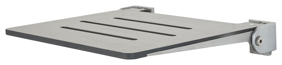 SlimLine Folding Wall Mount Shower Bench Seat, Weathered Ash Seat, Silver