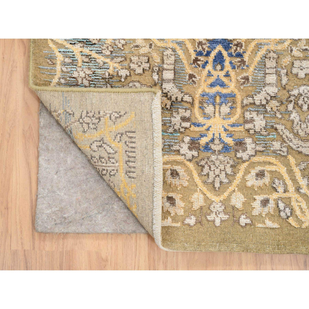 Tan/Brown, Sarouk, Silk With Wool Hand Knotted XL Runner Rug, 2'6"x24'1"