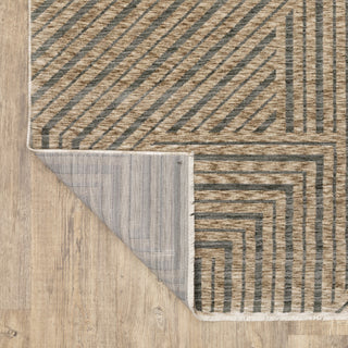 Easely Industrial Geometric Lines Beige/ Gray Area Rug, 9'10" x 12'10"