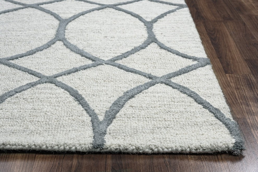 Rizzy Home Caterine CE9482 Khaki Trellis Area Rug, Rectangular 9'x12'