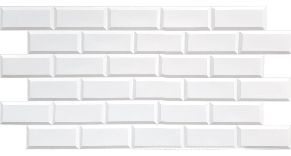 White Bricks 3D Wall Panels, Set of 10, Covers 50 Sq Ft